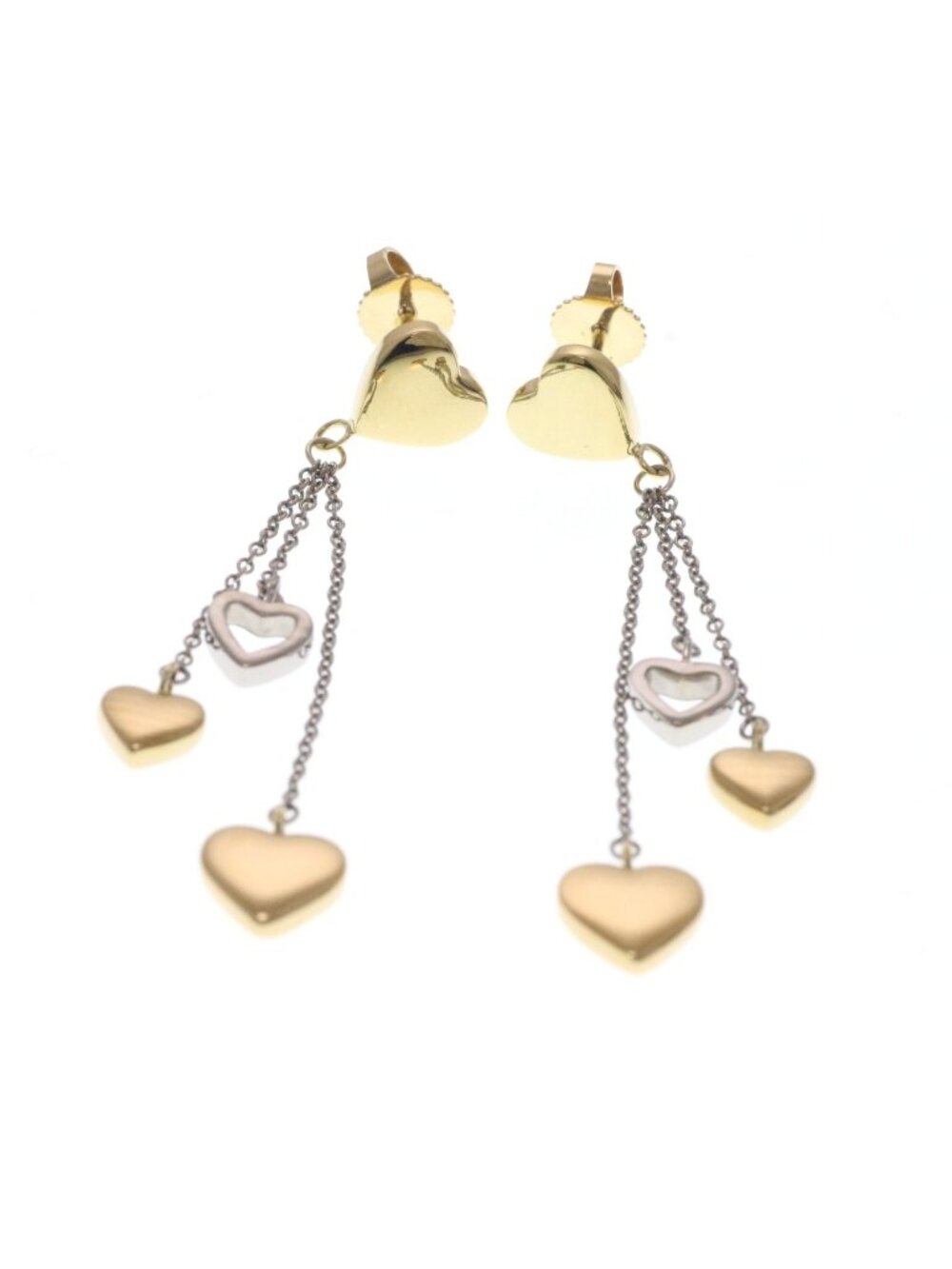 Tiffany & Co Multi Heart Drop Earrings 18k Yellow Gold 18k White